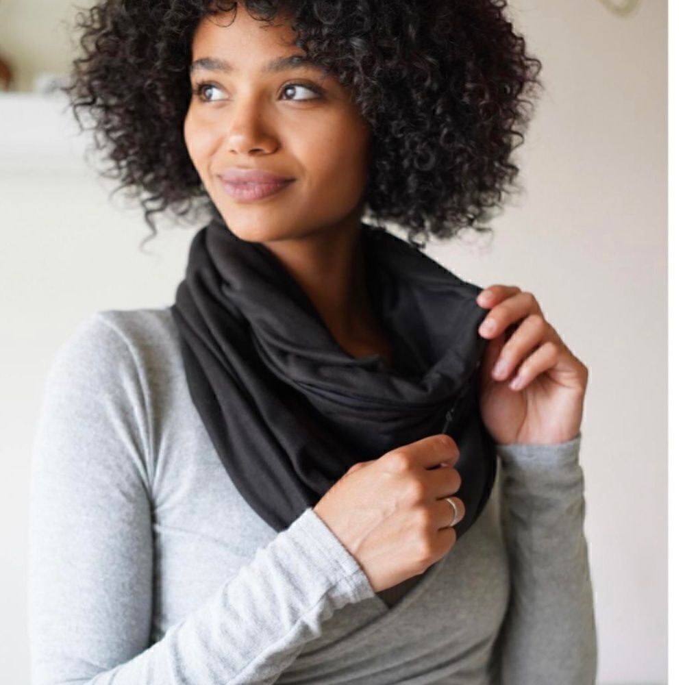 Beyond Yoga Black Infinity Hidden Pocket Scarf
